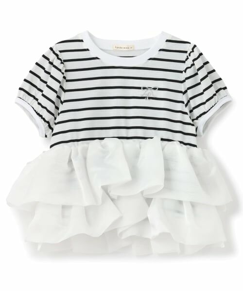 Lycee mine / リセマイン Tシャツ | 【綿100%】クロップド丈オーガンジードッキングトップス【子供服】【キッズ】【女の子】 | 詳細10