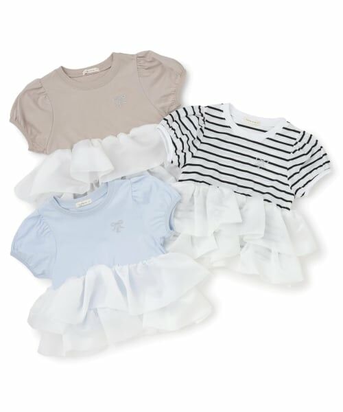 Lycee mine / リセマイン Tシャツ | 【綿100%】クロップド丈オーガンジードッキングトップス【子供服】【キッズ】【女の子】 | 詳細19