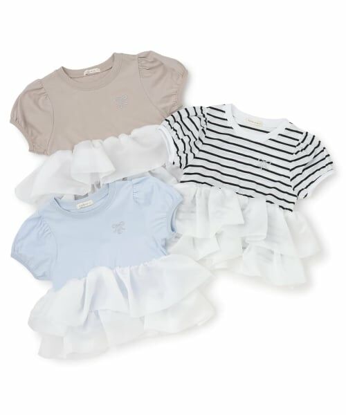Lycee mine / リセマイン Tシャツ | 【綿100%】クロップド丈オーガンジードッキングトップス | 詳細8