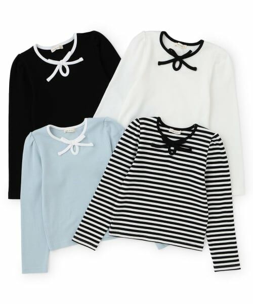 Lycee mine / リセマイン Tシャツ | 【ミニ丈】バイカラーリボンテレコトップス | 詳細5