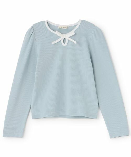 Lycee mine / リセマイン Tシャツ | 【ミニ丈】バイカラーリボンテレコトップス(ブルー グレー)