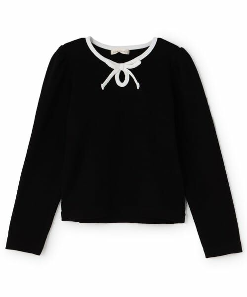 Lycee mine / リセマイン Tシャツ | 【ミニ丈】バイカラーリボンテレコトップス(黒)