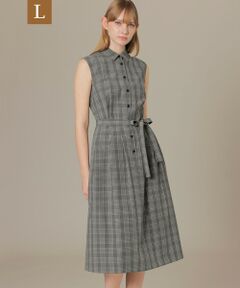 MACKINTOSH LONDON(L Size) / マッキントッシュ ロンドン (エル サイズ) ロング・マキシ丈ワンピース | 【L】ラインチェックコットンワンピース