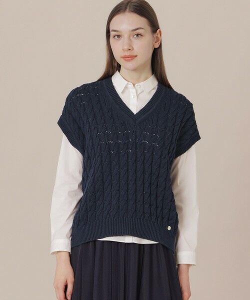 MACKINTOSH LONDON(L Size)/マッキントッシュ ロンドン (エル サイズ) 【L】ケーブルニットベスト ネイビー 44 MACKINTOSH LONDON(L Size)/マッキントッシュ ロンドン (エル サイズ) 【L】ケーブルニットベスト ネイビー 44