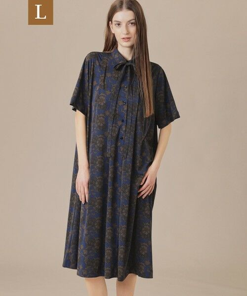 MACKINTOSH LONDON(L Size)/マッキントッシュ ロンドン (エル サイズ) 【L】【婦人画報掲載】【BIBURY FLOWER】トーナルバイブリーフラワージャージワンピース ネイビー 46 MACKINTOSH LONDON(L Size)/マッキントッシュ ロンドン (エル サイズ) 【L】【婦人画報掲載】【BIBURY FLOWER】トーナルバイブリーフラワージャージワンピース ネイビー 46