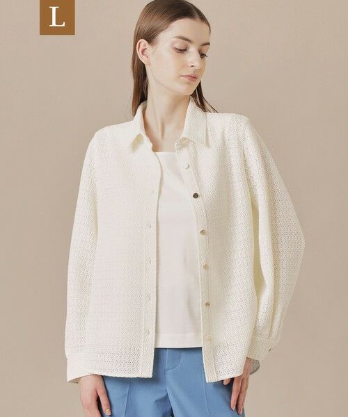 MACKINTOSH LONDON(L Size)/マッキントッシュ ロンドン (エル サイズ) 【L】ソフトラッセルレースブラウス ホワイト 44 MACKINTOSH LONDON(L Size)/マッキントッシュ ロンドン (エル サイズ) 【L】ソフトラッセルレースブラウス ホワイト 44