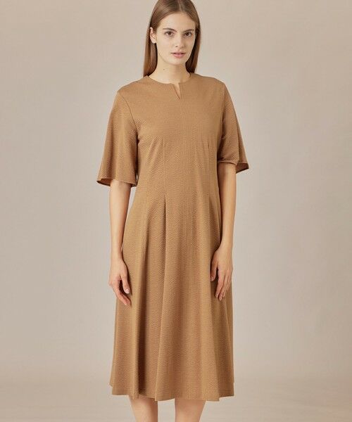 MACKINTOSH LONDON(L Size) / マッキントッシュ ロンドン (エル サイズ) ロング・マキシ丈ワンピース | 【L】ストレッチサッカーワンピース(ブラウン)