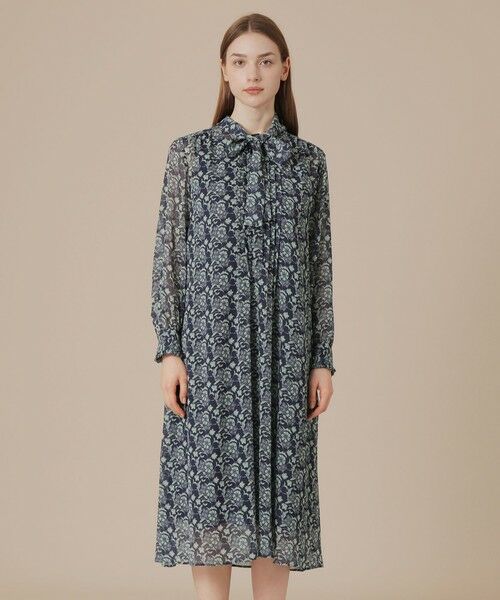 MACKINTOSH LONDON(L Size) / マッキントッシュ ロンドン (エル サイズ) ロング・マキシ丈ワンピース | 【L】【BIBURY FLOWER】バイカラーバイブリークレープワンピース | 詳細4