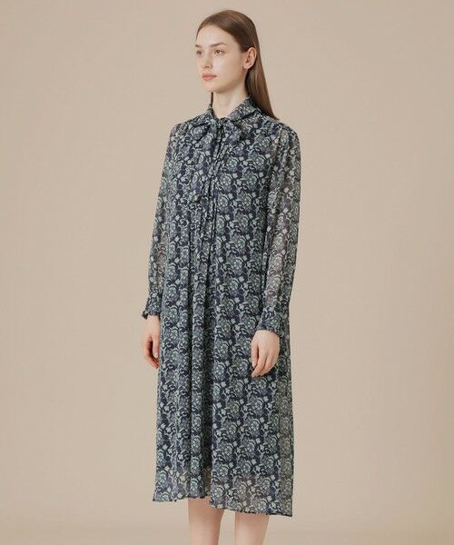 MACKINTOSH LONDON(L Size) / マッキントッシュ ロンドン (エル サイズ) ロング・マキシ丈ワンピース | 【L】【BIBURY FLOWER】バイカラーバイブリークレープワンピース | 詳細5