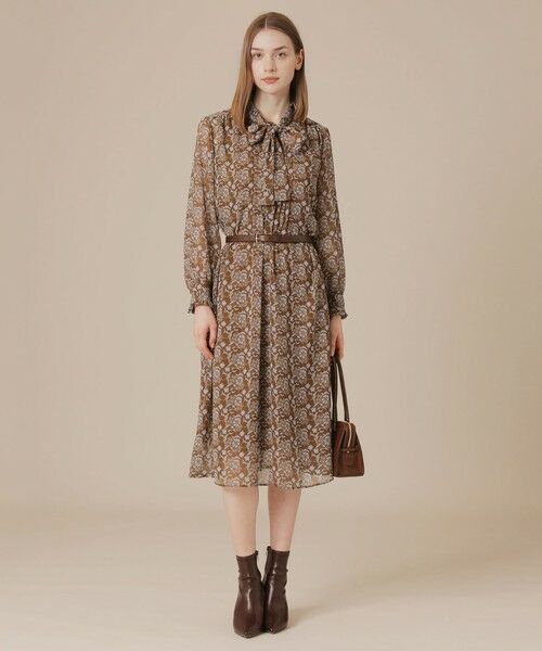 MACKINTOSH LONDON(L Size) / マッキントッシュ ロンドン (エル サイズ) ロング・マキシ丈ワンピース | 【L】【BIBURY FLOWER】バイカラーバイブリークレープワンピース | 詳細2