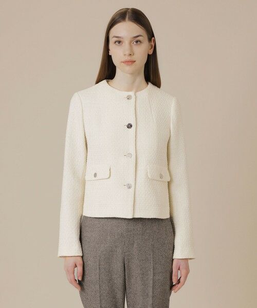 MACKINTOSH LONDON(L Size) / マッキントッシュ ロンドン (エル サイズ) ノーカラージャケット | 【L】ベルベットヤーンツイードジャケット | 詳細3