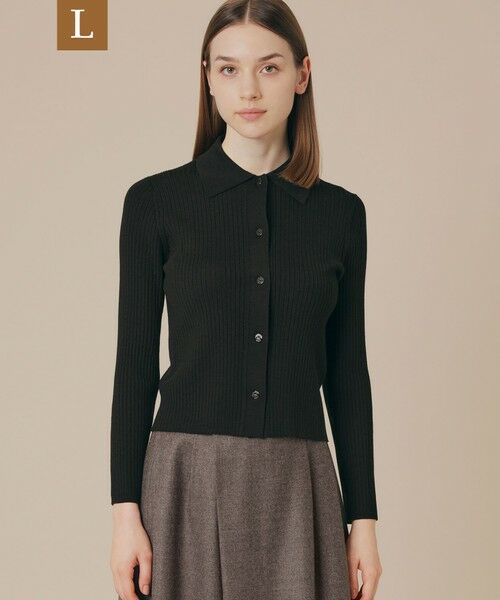 MACKINTOSH LONDON(L Size)/マッキントッシュ ロンドン (エル サイズ) 【L】クリアーニット衿付きカーディガン ブラック 44 MACKINTOSH LONDON(L Size)/マッキントッシュ ロンドン (エル サイズ) 【L】クリアーニット衿付きカーディガン ブラック 44