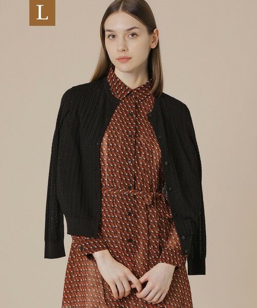 MACKINTOSH LONDON(L Size) / マッキントッシュ ロンドン (エル サイズ) ニット・セーター | 【L】クリアニットレーシーカーディガン(ブラック)