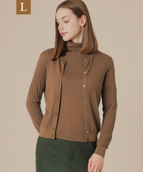 MACKINTOSH LONDON(L Size) / マッキントッシュ ロンドン (エル サイズ) ニット・セーター | 【L】クリアニットレーシーカーディガン(ブラウン)