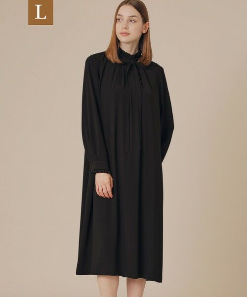 MACKINTOSH LONDON(L Size) / マッキントッシュ ロンドン (エル サイズ) ロング・マキシ丈ワンピース | 【L】バックサテンジョーゼットワンピース(ブラック)