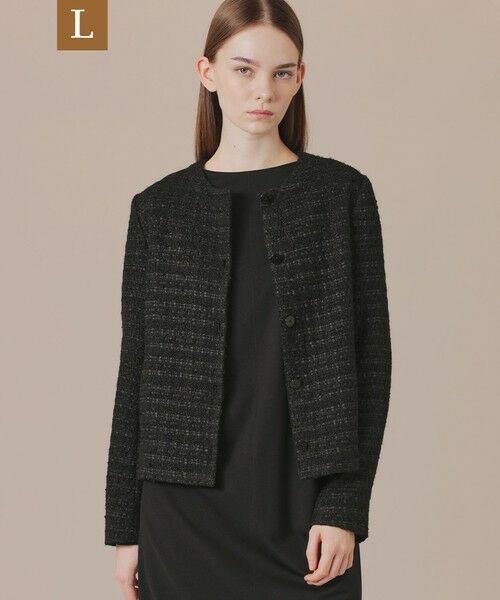 MACKINTOSH LONDON(L Size) / マッキントッシュ ロンドン (エル サイズ) ノーカラージャケット | 【L】ツイードノーカラージャケット（ブラック）