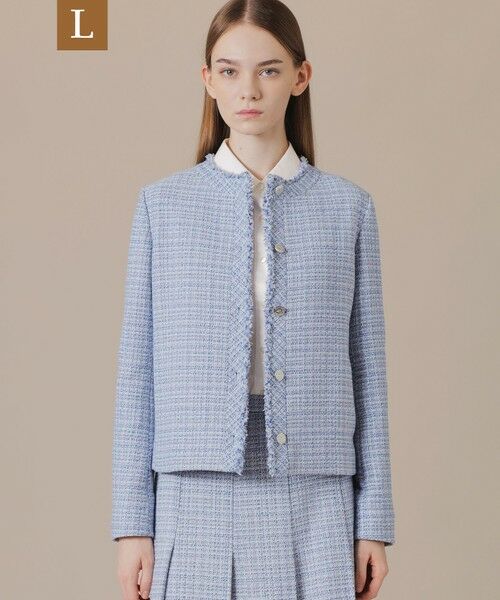 MACKINTOSH LONDON(L Size) / マッキントッシュ ロンドン (エル サイズ) ノーカラージャケット | 【L】ツイードノーカラージャケット（ブルー4）