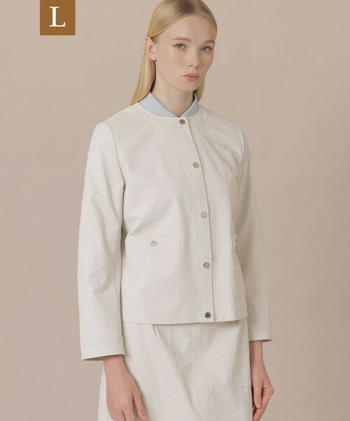 MACKINTOSH LONDON(L Size) / マッキントッシュ ロンドン (エル サイズ) ノーカラージャケット | 【L】コットンリネンブレンドオックスジャケット（ホワイト系その他）