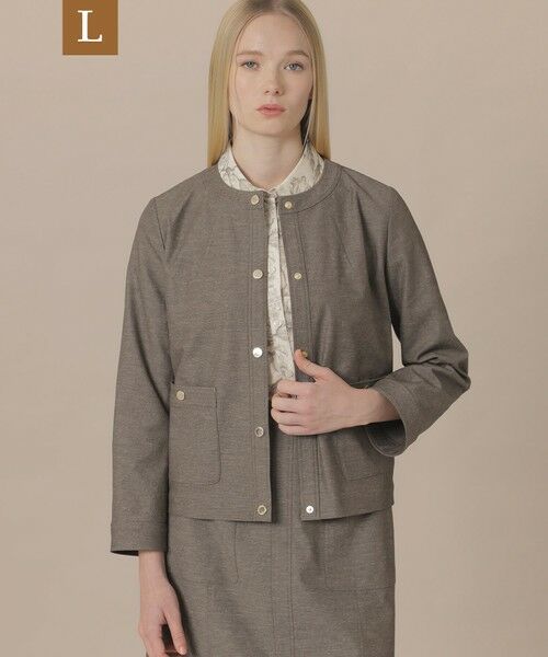 MACKINTOSH LONDON(L Size) / マッキントッシュ ロンドン (エル サイズ) ノーカラージャケット | 【L】コットンリネンブレンドオックスジャケット（チャコールグレー）