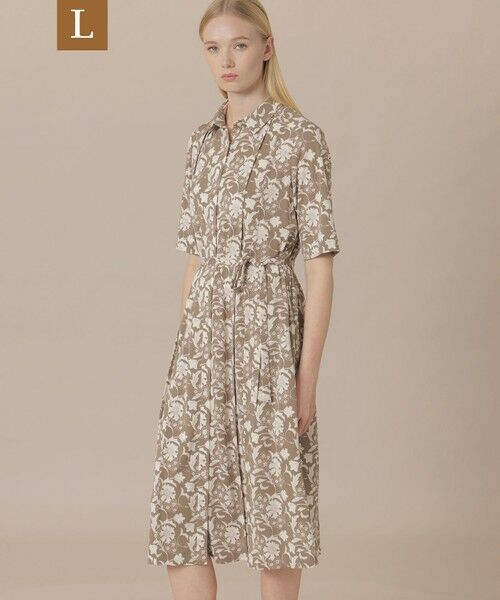 MACKINTOSH LONDON(L Size) / マッキントッシュ ロンドン (エル サイズ) ロング・マキシ丈ワンピース | 【婦人画報4月号掲載】【L】【BIBURY FLOWER】バイブリーフラワースムースワンピース（ベージュ2）