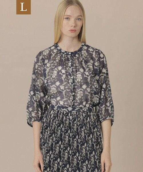 MACKINTOSH LONDON(L Size) / マッキントッシュ ロンドン (エル サイズ) シャツ・ブラウス | 【L】【BIBURY FLOWER】バイブリーオーガンジーブラウス（ネイビー）