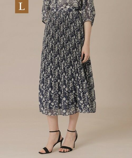 MACKINTOSH LONDON(L Size) / マッキントッシュ ロンドン (エル サイズ) ロング・マキシ丈スカート | 【婦人画報4月号掲載】【L】【BIBURY FLOWER】バイブリーオーガンジースカート（ネイビー）