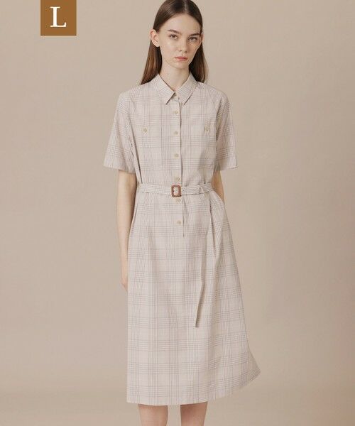 MACKINTOSH LONDON(L Size) / マッキントッシュ ロンドン (エル サイズ) ロング・マキシ丈ワンピース | 【L】ハイカウントエンザイムシャツワンピース（ベージュ）