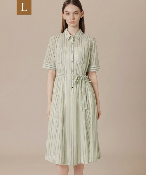 MACKINTOSH LONDON(L Size) / マッキントッシュ ロンドン (エル サイズ) ロング・マキシ丈ワンピース | 【L】マーブルストライプワンピース（グリーン）