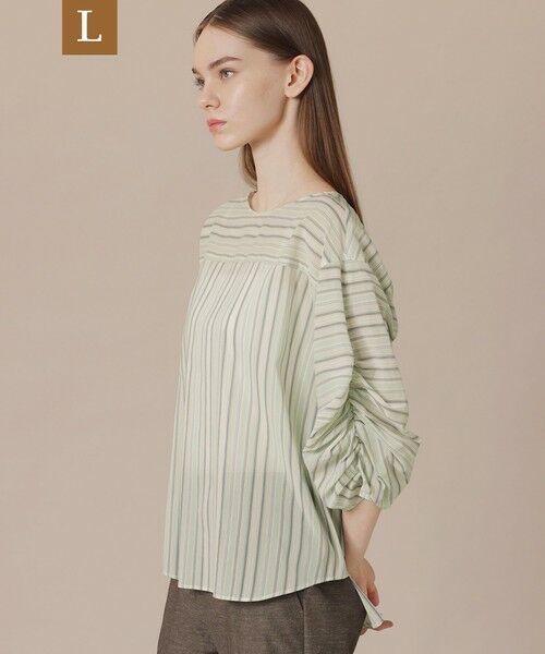 MACKINTOSH LONDON(L Size) / マッキントッシュ ロンドン (エル サイズ) シャツ・ブラウス | 【L】マーブルストライプブラウス（グリーン）