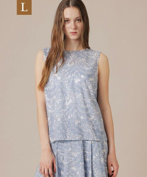 MACKINTOSH LONDON(L Size) / マッキントッシュ ロンドン (エル サイズ) シャツ・ブラウス | 【L】リーフプリントノースリーブブラウス（ブルー）