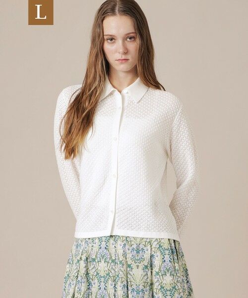 MACKINTOSH LONDON(L Size) / マッキントッシュ ロンドン (エル サイズ) ニット・セーター | 【eclat5月号掲載】【L】レースニットシャツ（ホワイト）