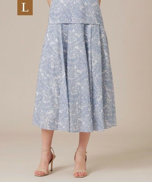 MACKINTOSH LONDON(L Size) / マッキントッシュ ロンドン (エル サイズ) ロング・マキシ丈スカート | 【L】リーフプリントタックギャザースカート（ブルー）