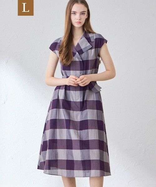 MACKINTOSH LONDON(L Size) / マッキントッシュ ロンドン (エル サイズ) ロング・マキシ丈ワンピース | 【L】シアーボイルチェックワンピース（ワイン）