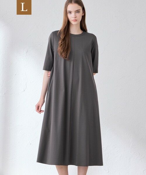 MACKINTOSH LONDON(L Size) / マッキントッシュ ロンドン (エル サイズ) ロング・マキシ丈ワンピース | 【L】【The Essential Collection】プレーティング天竺ワンピース（チャコールグレー）