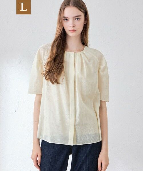 MACKINTOSH LONDON(L Size) / マッキントッシュ ロンドン (エル サイズ) シャツ・ブラウス | 【L】コットンシアーサッカーブラウス（ホワイト系その他）