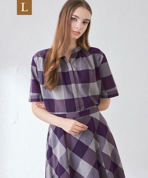 MACKINTOSH LONDON(L Size) / マッキントッシュ ロンドン (エル サイズ) シャツ・ブラウス | 【L】シアーボイルチェックブラウス（ワイン）