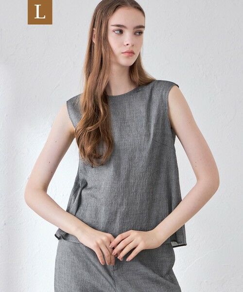 MACKINTOSH LONDON(L Size) / マッキントッシュ ロンドン (エル サイズ) シャツ・ブラウス | 【L】リンクルコットンブラウス（チャコールグレー）