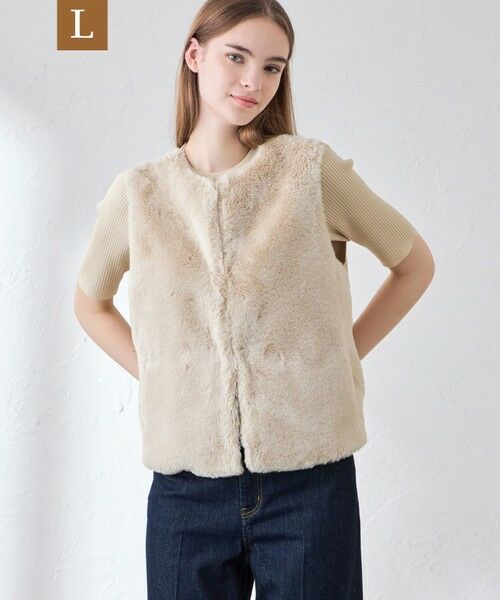 MACKINTOSH LONDON(L Size) / マッキントッシュ ロンドン (エル サイズ) ノーカラージャケット | 【L】ファーコンビニットジレ（ベージュ）
