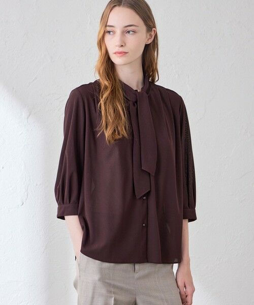 MACKINTOSH LONDON(L Size) / マッキントッシュ ロンドン (エル サイズ) シャツ・ブラウス | 【L】コットンコンフィボウタイブラウス（ワイン）