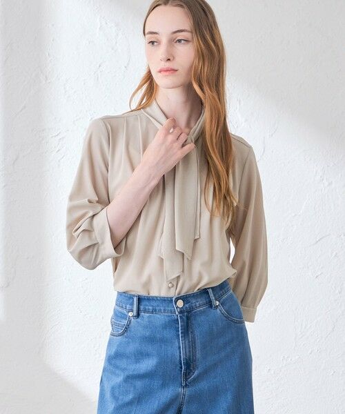 MACKINTOSH LONDON(L Size) / マッキントッシュ ロンドン (エル サイズ) シャツ・ブラウス | 【L】コットンコンフィボウタイブラウス（ベージュ）