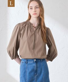 MACKINTOSH LONDON(L Size) / マッキントッシュ ロンドン (エル サイズ) シャツ・ブラウス | 【L】コットンナイロンストレッチギャザーフリルブラウス