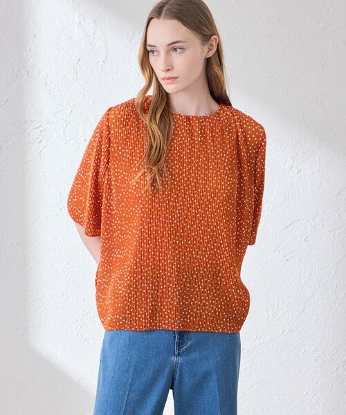 MACKINTOSH LONDON(L Size) / マッキントッシュ ロンドン (エル サイズ) シャツ・ブラウス | 【L】ドットプリントプリーツブラウス（オレンジ）