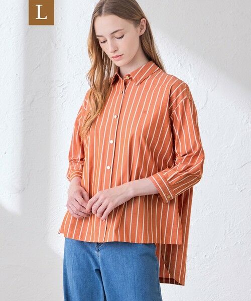 MACKINTOSH LONDON(L Size) / マッキントッシュ ロンドン (エル サイズ) シャツ・ブラウス | 【L】コットンタイプライターストライプシャツ（オレンジ）