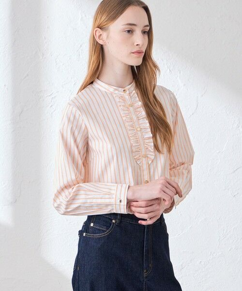 MACKINTOSH LONDON(L Size) / マッキントッシュ ロンドン (エル サイズ) シャツ・ブラウス | 【L】ラメストライプブラウス（オレンジ）