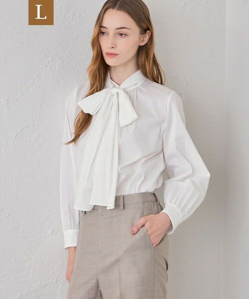 MACKINTOSH LONDON(L Size) / マッキントッシュ ロンドン (エル サイズ) シャツ・ブラウス | 【L】コットンナイロンストレッチボウタイブラウス（オフホワイト）