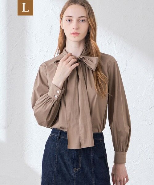 MACKINTOSH LONDON(L Size) / マッキントッシュ ロンドン (エル サイズ) シャツ・ブラウス | 【L】コットンナイロンストレッチボウタイブラウス（ブラウン6）