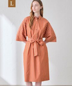 MACKINTOSH LONDON(L Size) / マッキントッシュ ロンドン (エル サイズ) ロング・マキシ丈ワンピース | 【L】コットンタイプライターストライプワンピース