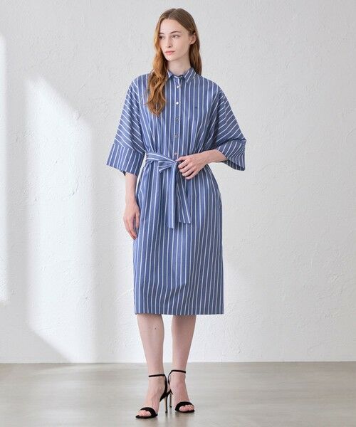 MACKINTOSH LONDON(L Size) / マッキントッシュ ロンドン (エル サイズ) ロング・マキシ丈ワンピース | 【L】コットンタイプライターストライプワンピース | 詳細1