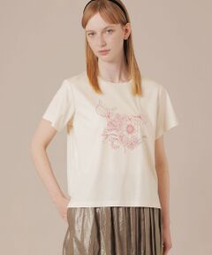 【婦人画報掲載】【BIBURY FLOWER】ハイゲージスムースバイブリーフラワープリントTシャツ