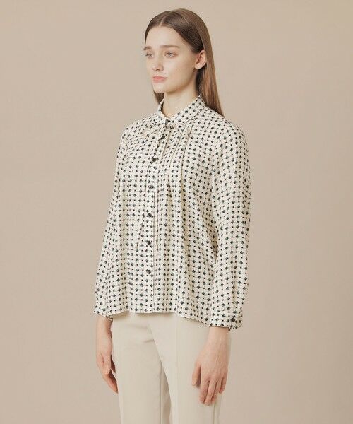 美品■マッキントッシュロンドン  ボックスプリントブラウス ベージュ マッキントッシュ ロンドン MACKINTOSH LONDON ボタニカル